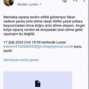 Lunextr.com Yanlış Ürün Gönderimi Ve Geri Dönüş Yapılmama