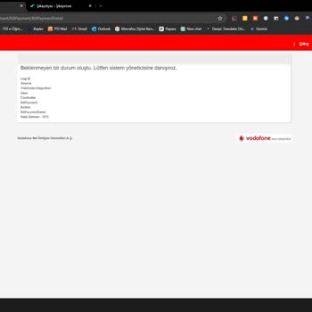 Vodafone Net Borç/Alacak Ekranında Hata