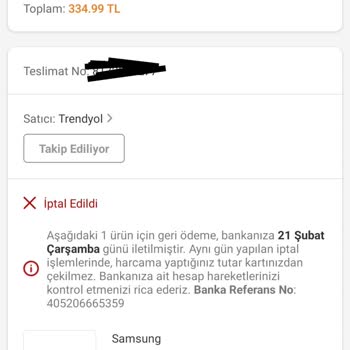 Trendyol Bilgim Dışında Satın Alınan Ürün İptali