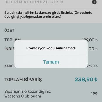 Watsons Hediye Kuponu Kabul Etmiyor