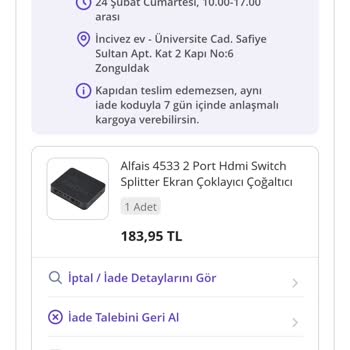 Aras Kargo N11 İade Sürecinde Yaşanan Kargo Teslim Alma Sorunu