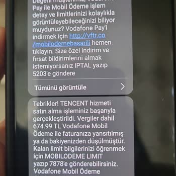 Vodafone Pay Gece Uyurken Hesabımdan İzinsiz Ödeme Yapıldı