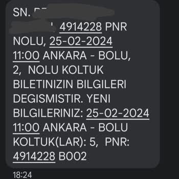Yeni Aksaray Otobüs Firması Usulsüz Bilet ( Koltuk Numarası) Değişimi