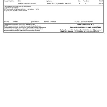 QNB Finansbank İzinsiz "webpos Satış" Adı İle Hesabımdan Para Çekilmesi