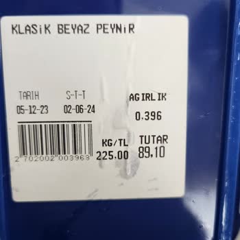 Karacabey Süt Mamülleri Klasik Beyaz Peynirde Kirlilik