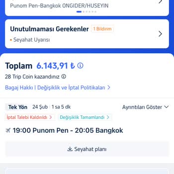Trip.com Uçak Bileti Değişikliği