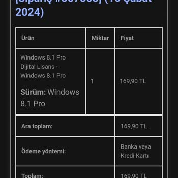 Sağlam Lisans Sağlamlisans 8.1 Pro Lisans Anahtarı Gönderilmemesi