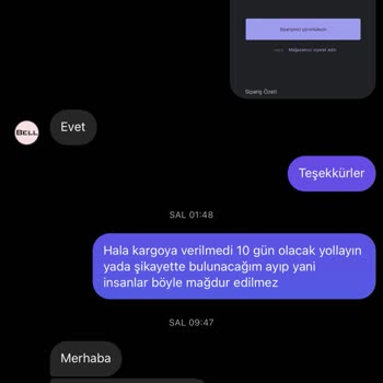 Bell Butik 15 Gündür Kargolanmadı