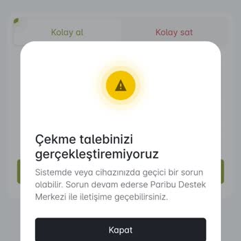 Paribu Çekim Talebinizi Gerçekleştiremiyoruz Hatası