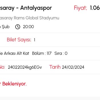 Biletalsat Galatasaray-Antalya Spor Transfer Yapılmadı
