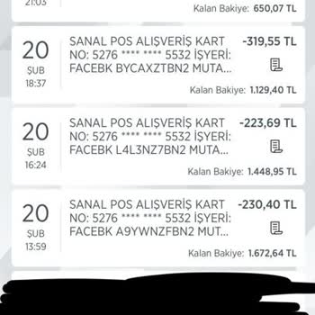 Facebook Kartımdan Para Çekmiş!