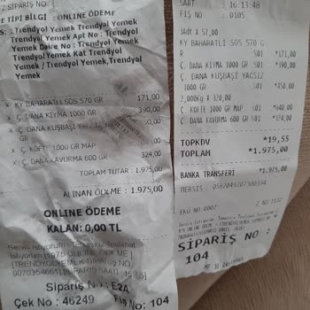 Köfteci Yusuf Trendyol GO Üzerinden Verilen Eksik Sipariş İle İlgili Şikayet