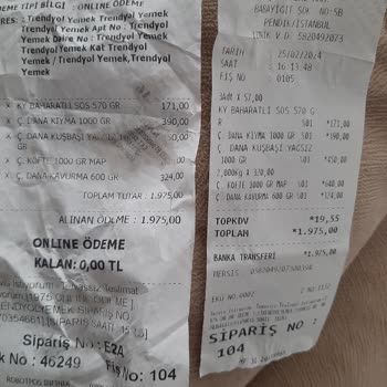 Köfteci Yusuf Trendyol GO Üzerinden Verilen Eksik Sipariş İle İlgili Şikayet