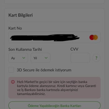 Trendyol Hızlı Market Trendyolgo Kartlarımı Kabul Etmiyor