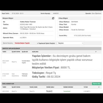 Baymak 444 8 593 Artı Grup Servis Şikayet