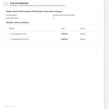 XCover Protection Floransa-Pisa Seyahatimde İptal Sorunu