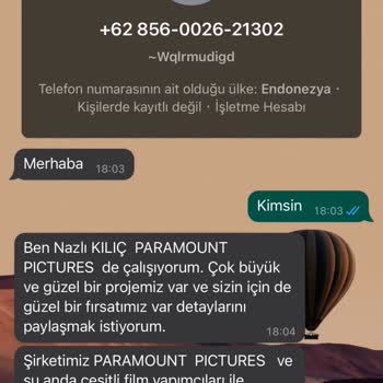 WhatsApp +62 Koduyla WhatsApp'dan Gelen Mesaj