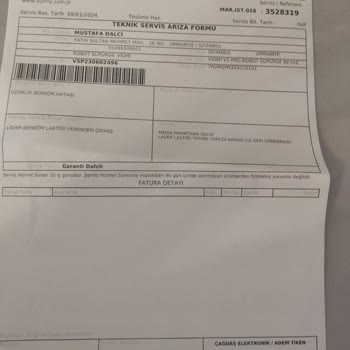 Viomi 5 Pro Lazer Sensör Hatası Tekrar Tekrar Aynı Hata