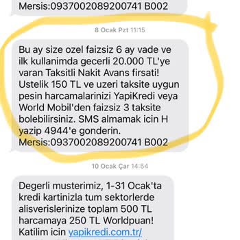 Yapı Kredi Bankası Tanımladığı Taksitli Nakit Avansı Vermemek İçin Limit Yükseltmiyor