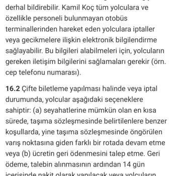 Kamil Koç Kupon Bilet Para İadesi