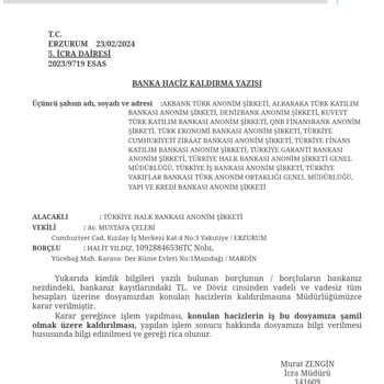 İş Bankası Blokenin Kaldırılması Talebi