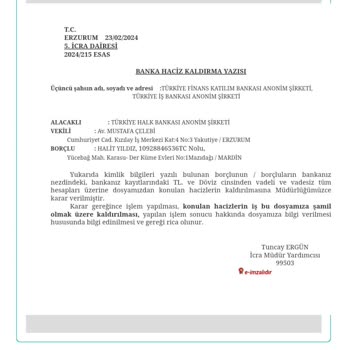 İş Bankası Blokenin Kaldırılması Talebi