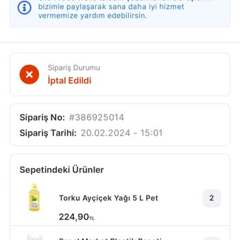 Migros Teslim Edilmeyen Ürün