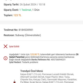 Trendyol Yemek Trendyol İptal Olan Siparişimde Kuponumu Geri Tanımlamadı