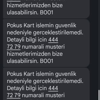 Pokus Kart İşlemin Güvenlik Nedeniyle Gerçekleştirilmedi.