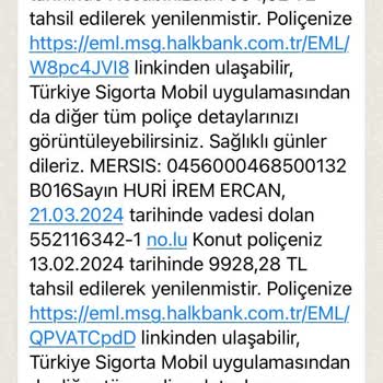 Halkbank Bilgim Olmadan/İzinsiz Konut Sigortası Poliçesi Yenilenmesi