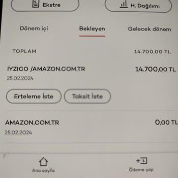 Ürün Almadan Hesabımdan Amazon Com TR Den 17400para Çekildi