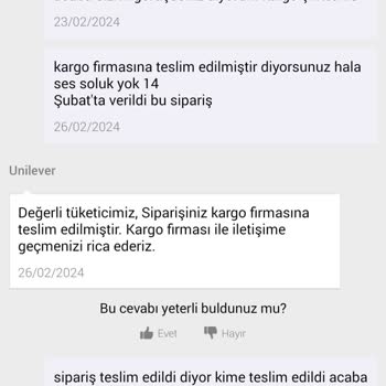 Yumoş Sorumsuz Unilever Kargoya Sahip Çıkamayan Sürat Kargo