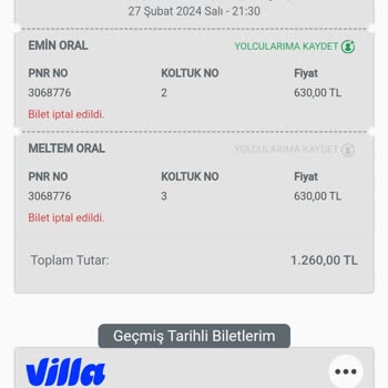 Obilet Paramın İade Edilmesini İstiyorum