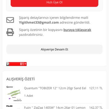 Yıldız Balıkçılık (Üsküdar) Ek Kargo Ücreti Talep Edilmesi