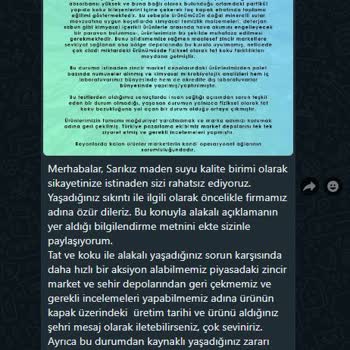 Sarıkız Maden Suyu Deterjan Kokusu Ve Tadı