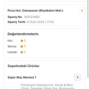 Migros Yemek, Pizza Hut Eksik Ürün İadesi Yapılmadı