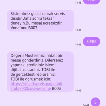 Vodafone Yanımda Şifre Alma Sorunu