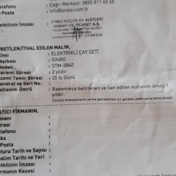 Sinbo Çay Makinesi Çalışmıyor