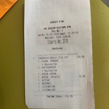 Burger King Yanlış Sipariş Ve Alerji