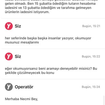 Yemek Sepeti bearbeitet seit 10 Tagen meine Rückerstattung nicht