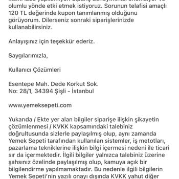 Yemek Sepeti bearbeitet seit 10 Tagen meine Rückerstattung nicht