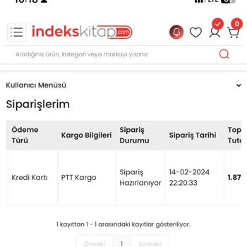 İndeks Kitap Gönderilmeyen Kitap