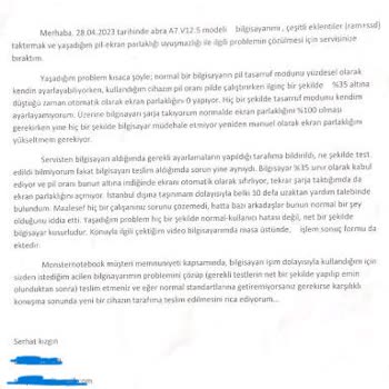 Monster Notebook Fabrikasyon Hatayı Kabul Etmedi Üstüne Verilerimi Sildi