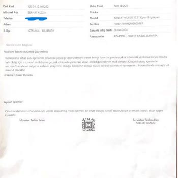 Monster Notebook Fabrikasyon Hatayı Kabul Etmedi Üstüne Verilerimi Sildi