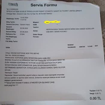 Hepsiburada Sitesinden Alınan Xiaomi Robot Süpürge