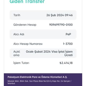 Pep Visa İptal Bedeli.