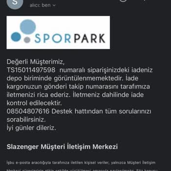 Slazenger Para İadesi Yapmadı