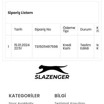 Slazenger Para İadesi Yapmadı