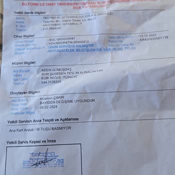 İtopya Bilgisayar Yanlış Ürün Gönderimi Ve Müşteri Memnuniyetsizliği