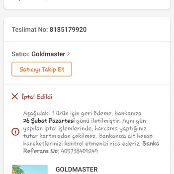 Trendyol Almış Olduğum Ürünü İptal Ettiler